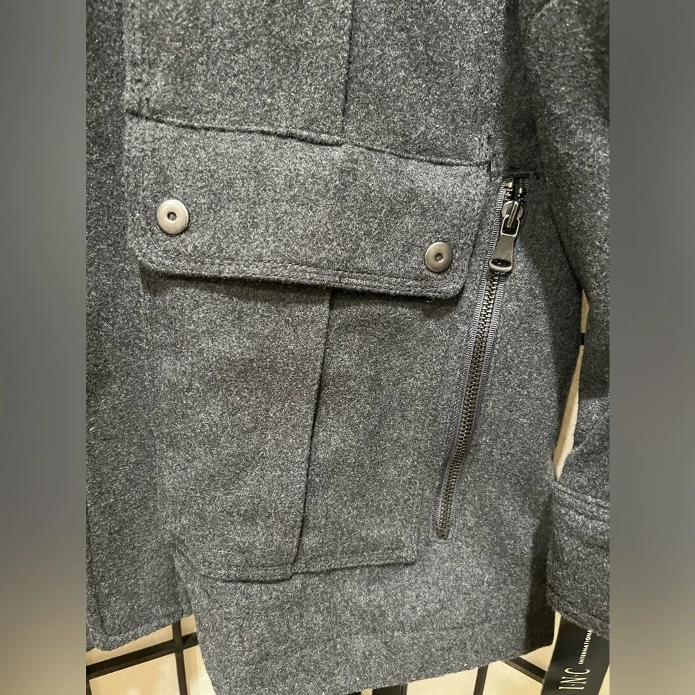 INC International Concepts Gray Military WOOL BLEND PEACOAT, JACKET MEN SIZE XXL